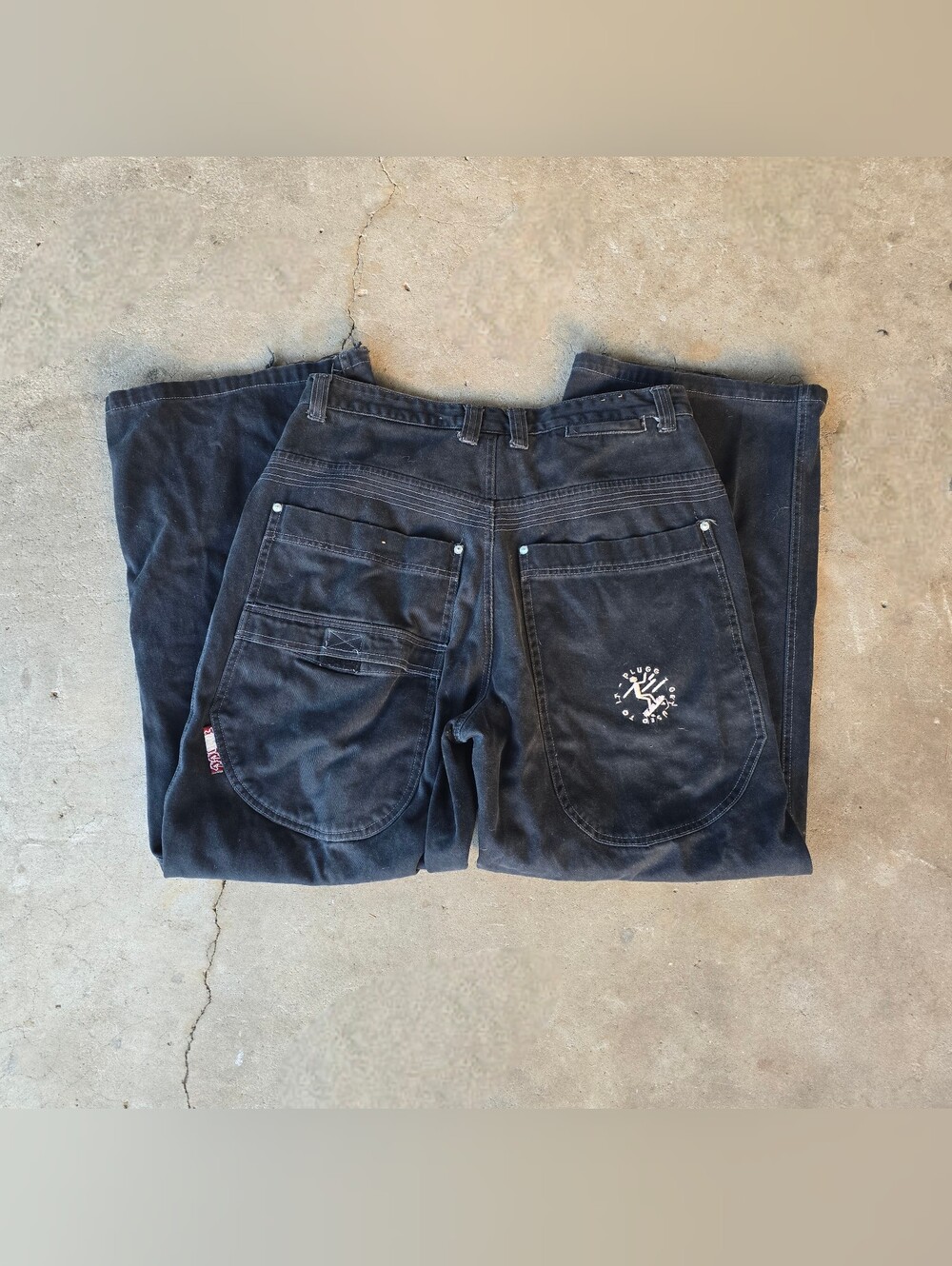 Vintage 90s Y2K Plugg Wide Leg Baggy Jeans 34x32 Skater Grunge Jnco Style Rave